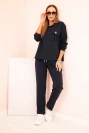 Women's set buttercream sweatshirt and pants with elastic navy blue