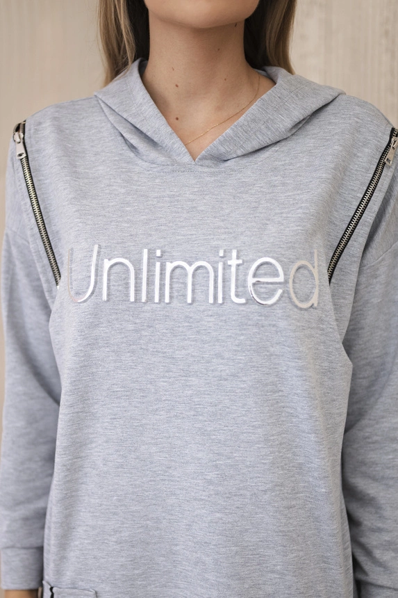 Dress with the inscription unlimited gray