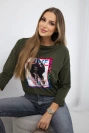 American Girl khaki Grafik Bluse S/M - L/XL