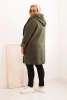 Damenmantel Plus Size aus Kunstfell mit Kapuze und Taschen khaki