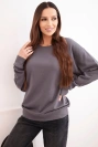 Damenpullover aus Baumwolle Basic mit Rundhalsausschnitt grau