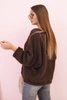 Women's loose-fit mohair sweater with a V-neck brown