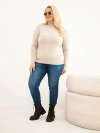Dámský svetr Plus Size z viskózy s rolákem béžový