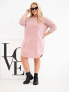 Damenkleid Plus Size aus Cord mit lockerem Schnitt dunkles pudriges Rosa