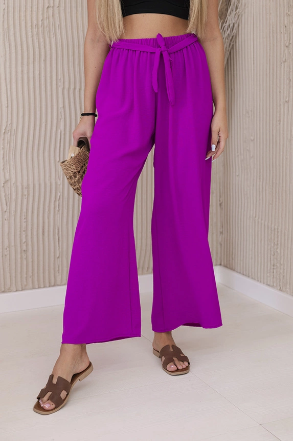 Trousers with a wide waistband dark purple