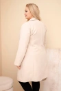 Dámsky kabát Plus Size dlhý s golierom a vreckami béžový