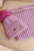 Women's winter set with a pom-pom and a cowl purple