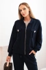 Damen-Set aus Viskose mit offener Jacke und Hose butterfarben granatowy