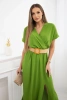 Long dress with a decorative belt olive