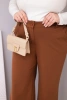 Damenhose Plus Size mit weitem Bein und hohem Bund dunkel camelowy