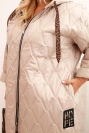 Moteriška Plus Size pamušaluota striukė su gobtuvu ir užrašu HOPE tamsiai smėlinė