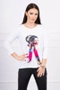 Blouse with graphics and colorful bow 3D white