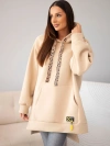 A sweatshirt women's oversize made of cotton with a hood and a pocket beige