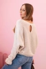 Women's mohair sweater with ruffled sleeves and a back cutout beige