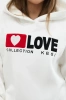 Isoliertes Baumwoll-Sweatshirt mit Kapuze Love ecru