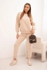 Damen Komplettset aus Baumwolle mit Minimaldruck beige