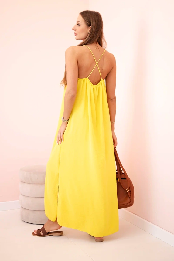 Langes trägerloses Kleid gelb