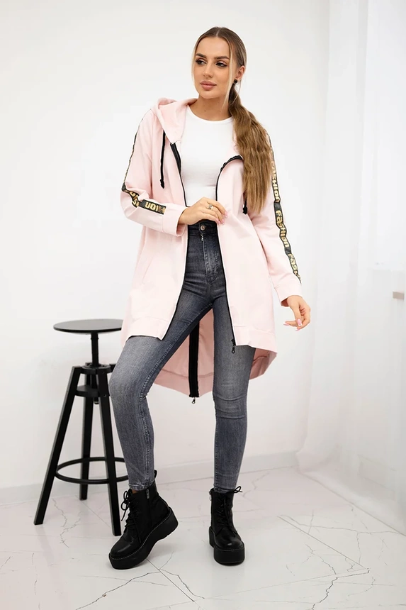 Sweatshirt with zip at the back powdered pink