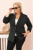 Plus Size women's viscose blazer with long sleeves and collar dark green