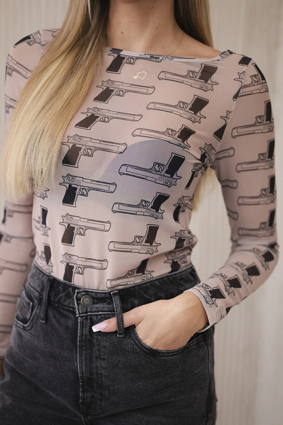Body blouse with pistols beige