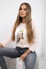 Bluse mit Grafik eines Mädchens mit 3D-Brille puderrosa