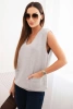 Women's sleeveless viscose sweater with pockets and V-neck gray