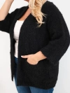 Dámský svetr Plus Size s kapsami bez zapínání černý