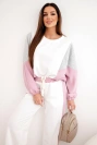 Damenanzug Butter mit lockerer Bluse und weiten Hosen dunkelrosa