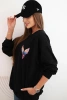 Women's oversized cotton sweatshirt with colorful wings on the back black