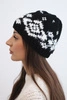 Women's winter hat with Norwegian pattern and thick weave K351 black+white