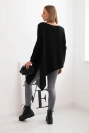 Dámsky asymetrický sveter z vlny Plus Size s výstrihom do V čierny