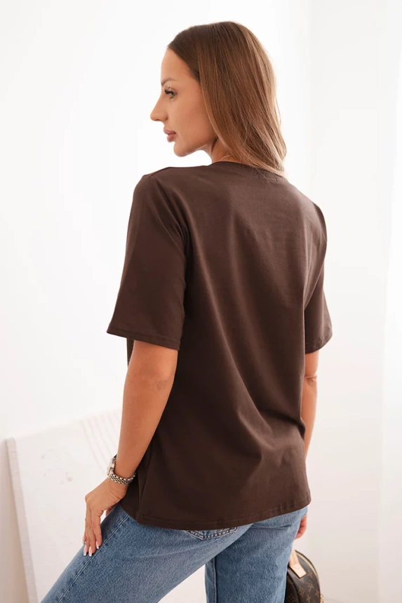 Damen Baumwollbluse mit Minimaldruck braun