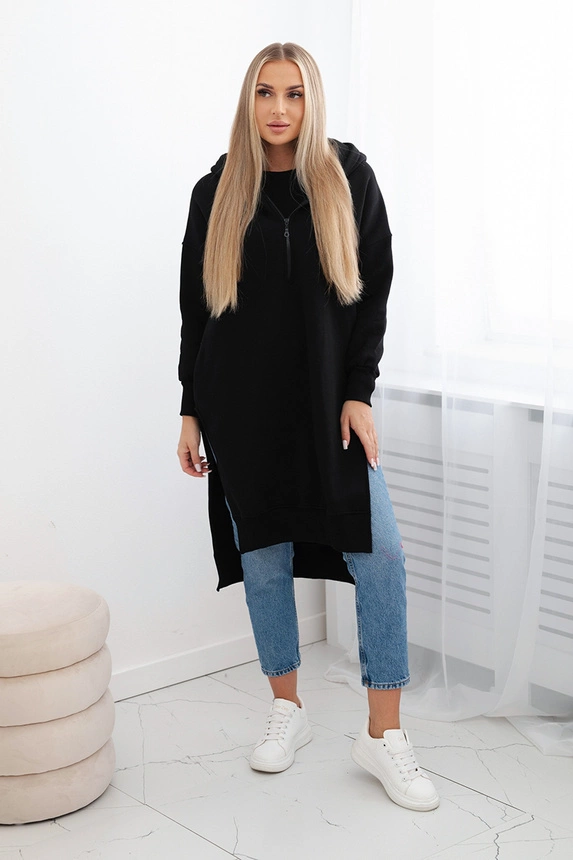 Isoliertes Sweatshirt mit Seitenschlitzen schwarz