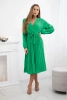 Dress tied with a pleated hem green