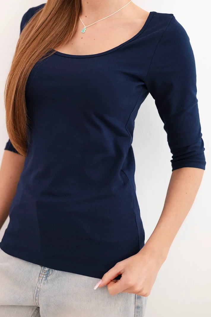 Round-neck blouse navy