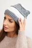 Women's winter wool hat with decorative weave K446 white + gray