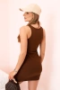 Women's sleeveless ribbed dress with a slim fit brown