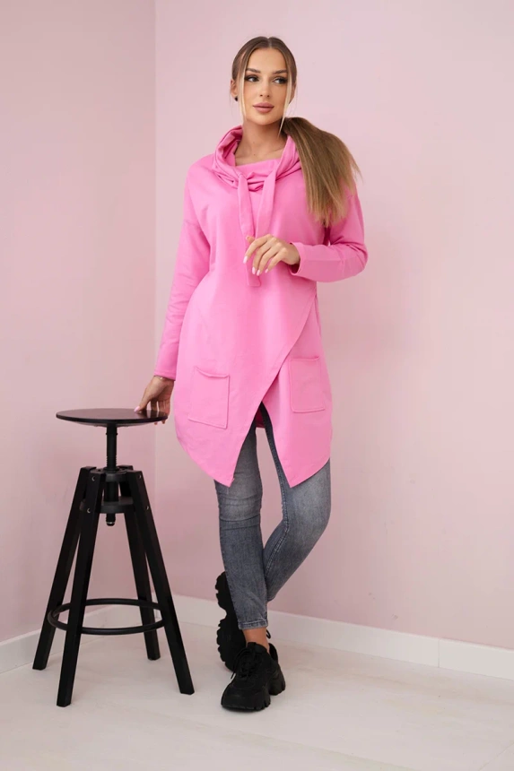 Tunic with envelope front Oversize light pink