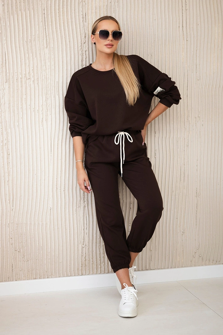Viskose-Set Sweatshirt + Hose hellbraun
