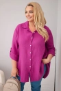 Bavlnená mušelínová košeľa Plus Size tmavo fialová