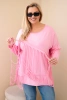 Damen Bluse Baumwolle Plus Size mit Fransen hellrosa