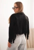 Women's suede jacket with fringes black