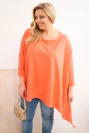 Moteriška tunika Plus Size iš medvilnės su asimetriniu apačiu persikų spalvos
