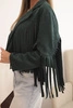 Women's jacket with fringes made of suede dark green