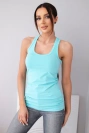 Women's sleeveless cotton blouse with a round neckline turquoise