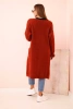 Women's long mohair cardigan with pockets red