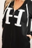 Moteriška džemperis Plus Size medvilninė su gobtuvu ir didžia raide H juoda