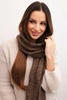 Women's classic wool scarf with cable knit pattern KN22 mocha