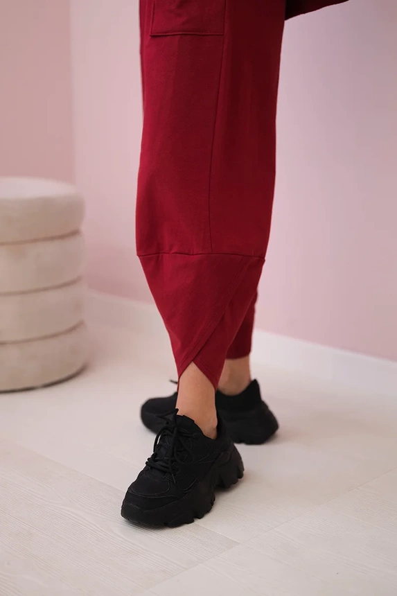 Baumwoll-Sweatshirt-Hosen-Set weinrot