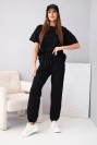 Women's cotton set: short-sleeve top and sweatpants black